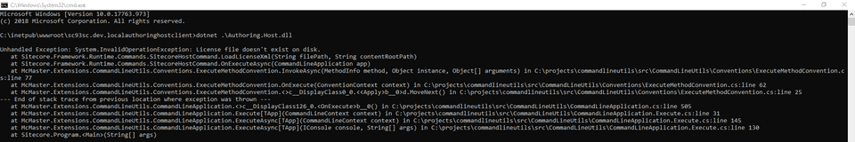 Sitecore Horizon - Command Line Error