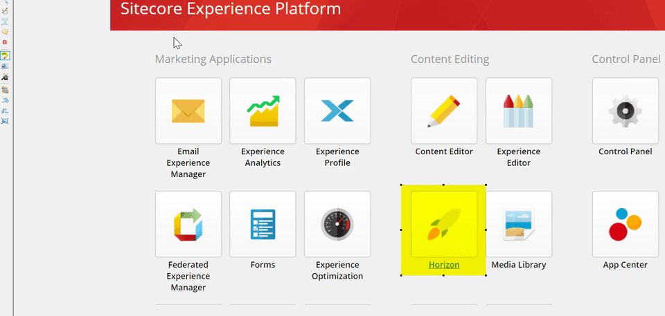 Horizon in Sitecore Launchpad