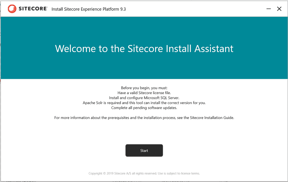 SIA 9.3 Welcome Screen