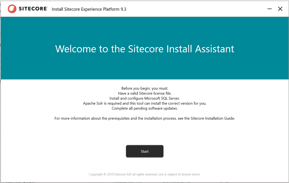 SIA 9.3 Welcome Screen